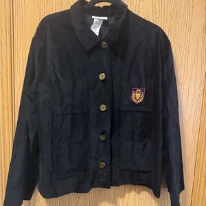 White Stag Black Utility Jacket with Crest velvet feel